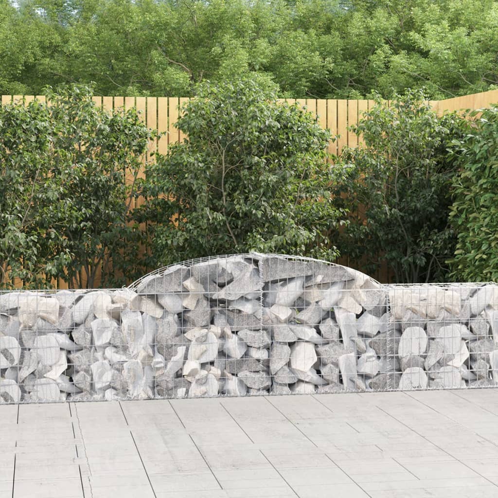 vidaXL Arched Gabion Baskets 3 pcs 118.1x11.8x23.631.5 Galvanized Iron