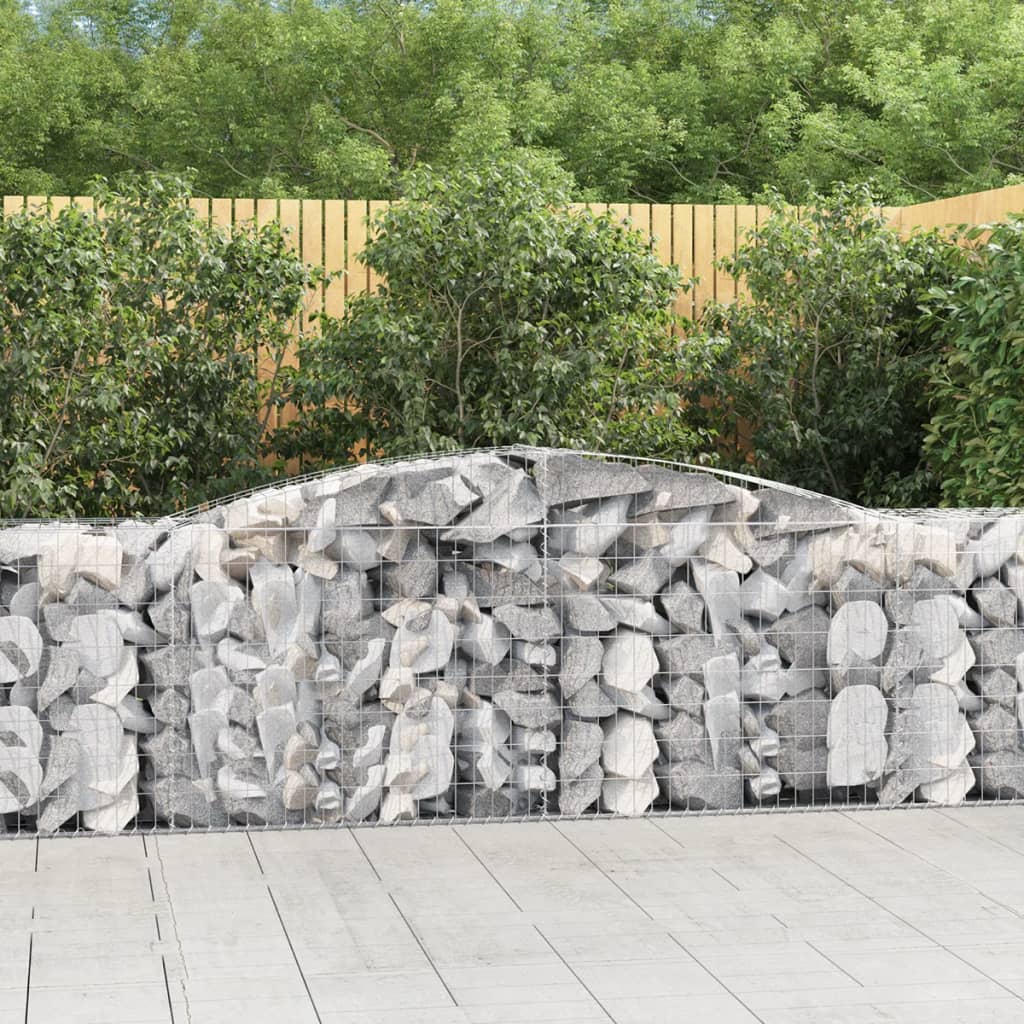 vidaXL Arched Gabion Baskets 3 pcs 157.5x19.7x31.539.4 Galvanized Iron