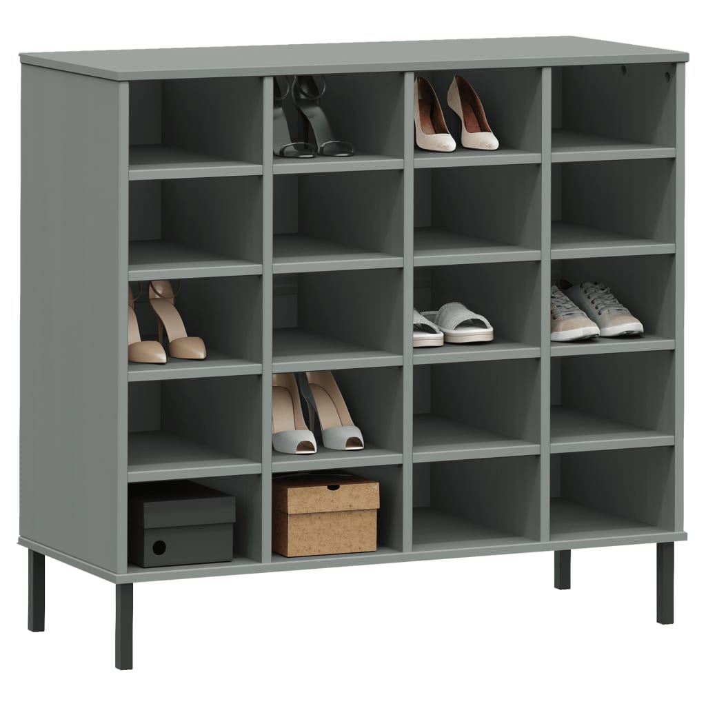 Inlife Shoe Rack With Metal Legs Gray 37.4&quot;X13.8&quot;X34.3&quot; Solid Wood Oslo
