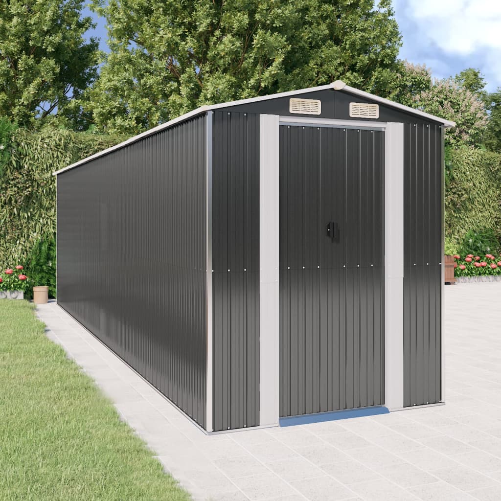 vidaXL Garden Shed Anthracite 75.6x271.3x87.8 Galvanized Steel