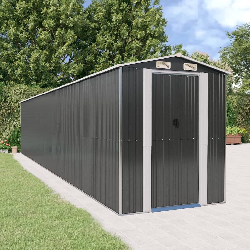 vidaXL Garden Shed Anthracite 75.6x402x87.8 Galvanized Steel
