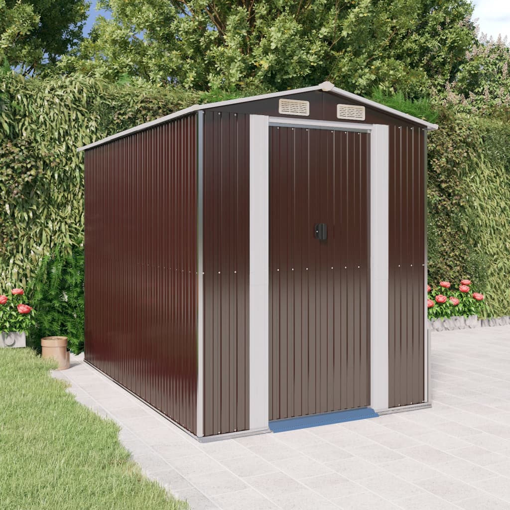 vidaXL Garden Shed Dark Brown 75.6x107.9x87.8 Galvanized Steel