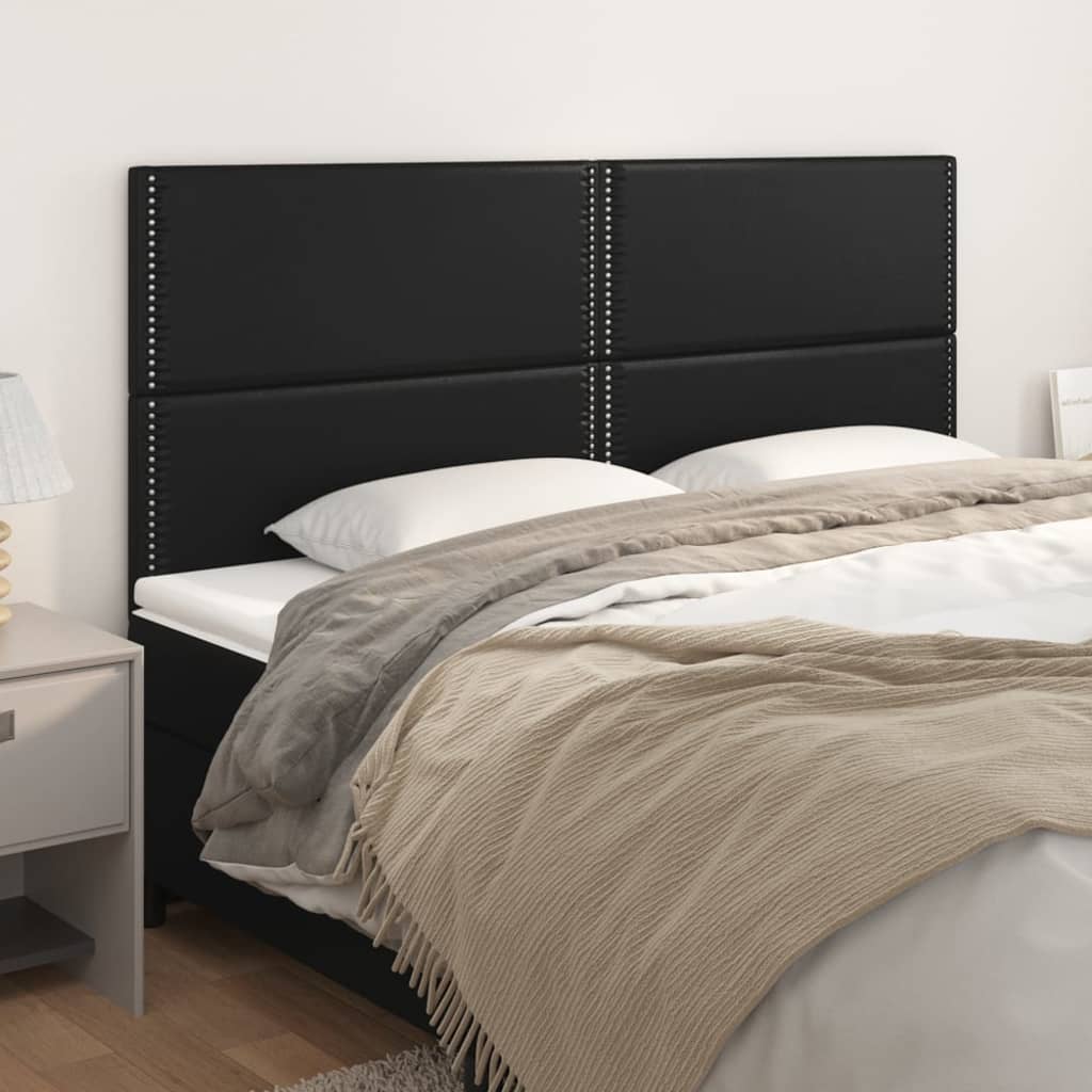 vidaXL Headboards 4 pcs Black 31.5x2x30.7/34.6 Faux Leather