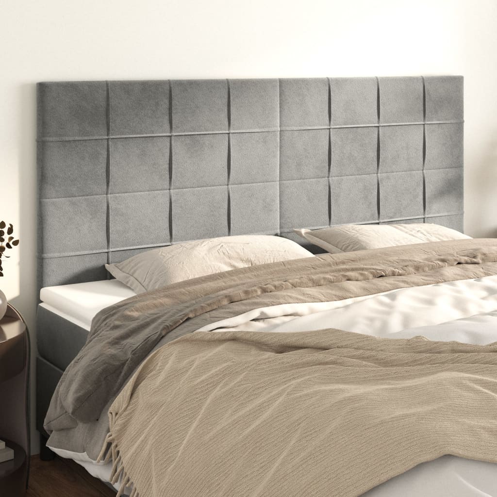 vidaXL Headboards 4 pcs Light Gray 35.4x2x30.7/34.6 Velvet