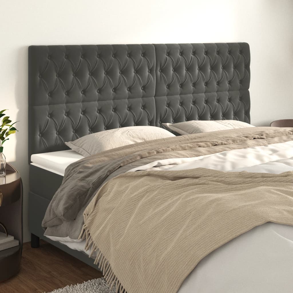 vidaXL Headboards 4 pcs Dark Gray 31.5x2.8x30.734.6 Velvet