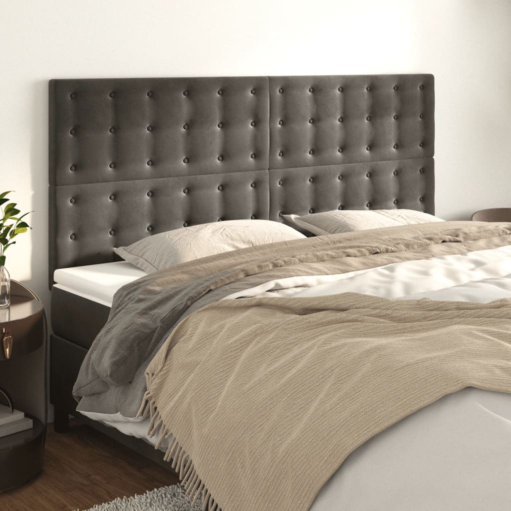 vidaXL Headboards 4 pcs Dark Gray 31.5x2x30.7/34.6 Velvet