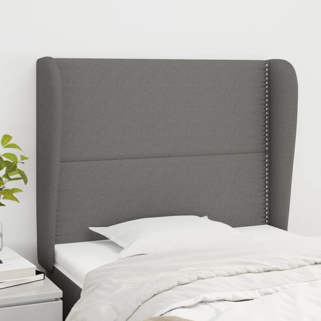 vidaXL Headboard with Ears Dark Gray 40.6x9.1x46.550.4 Fabric
