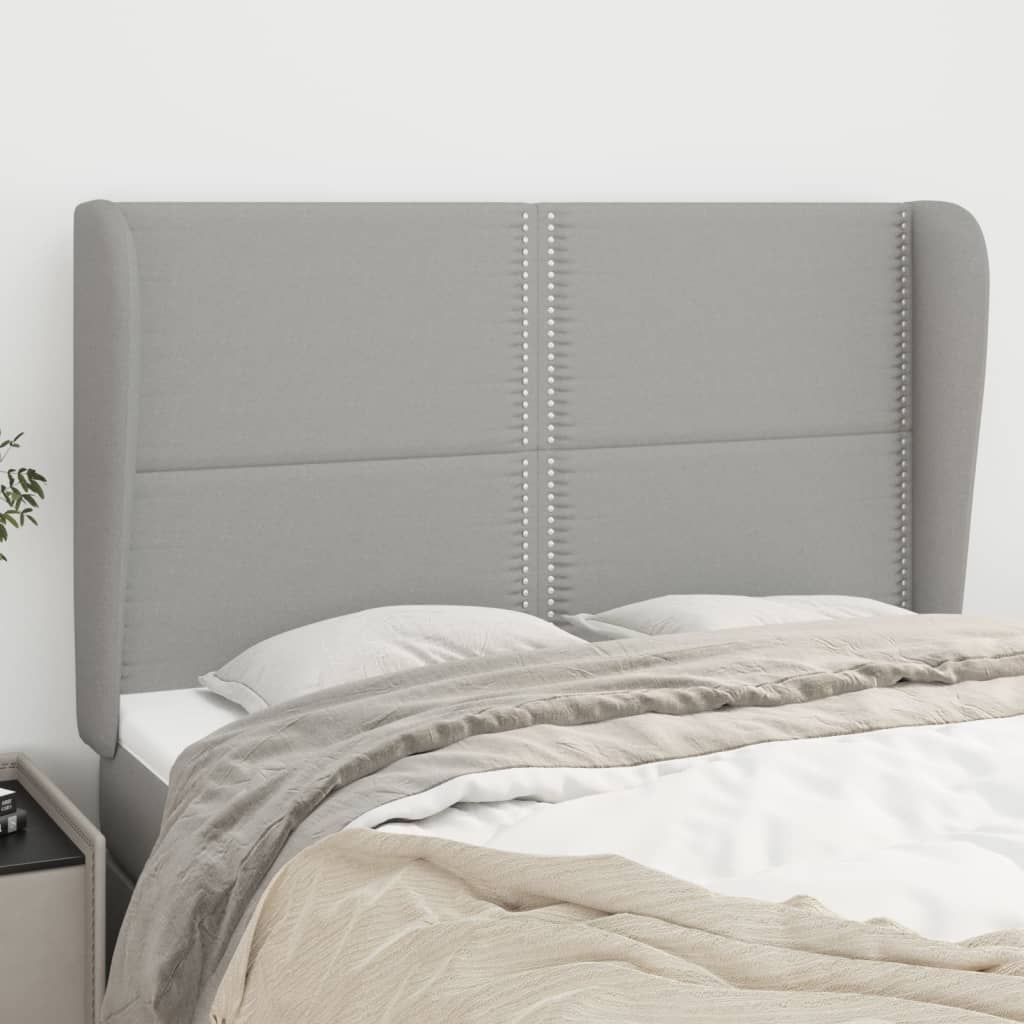 vidaXL Headboard with Ears Light Gray 57.9x9.1x46.5/50.4 Fabric