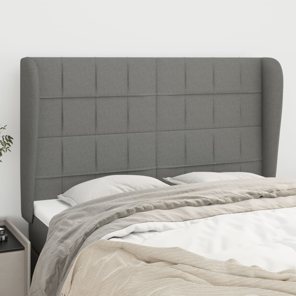 vidaXL Headboard with Ears Dark Gray 57.9x9.1x46.550.4 Fabric