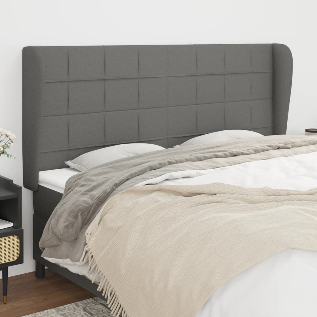 vidaXL Headboard with Ears Dark Gray 79.9x9.1x46.550.4 Fabric