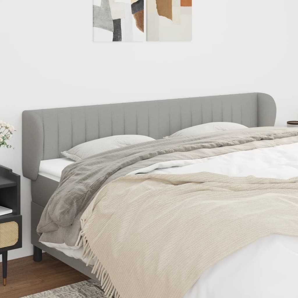vidaXL Headboard with Ears Light Gray 64.2x9.1x30.734.6 Fabric