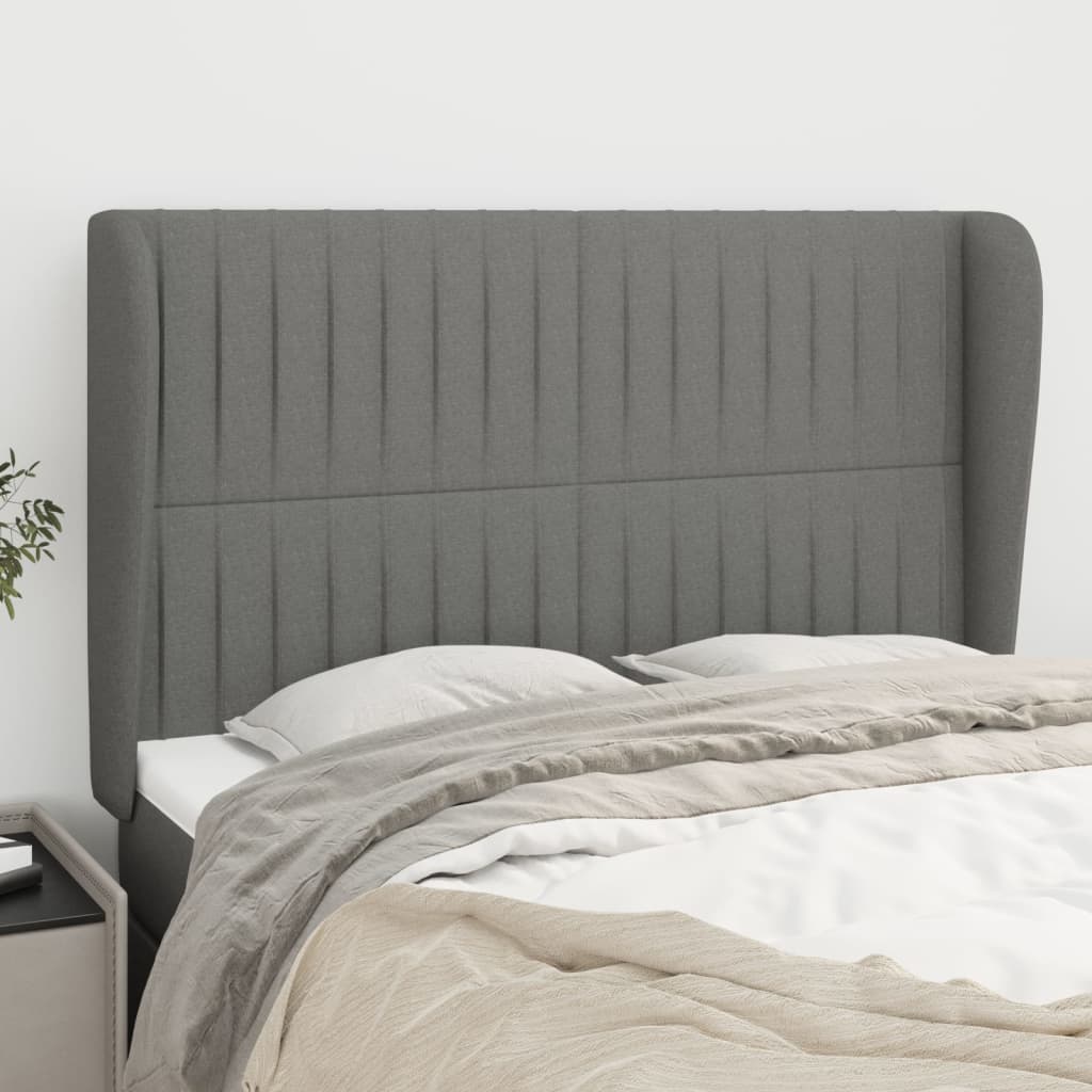 vidaXL Headboard with Ears Dark Gray 57.9x9.1x46.5/50.4 Fabric