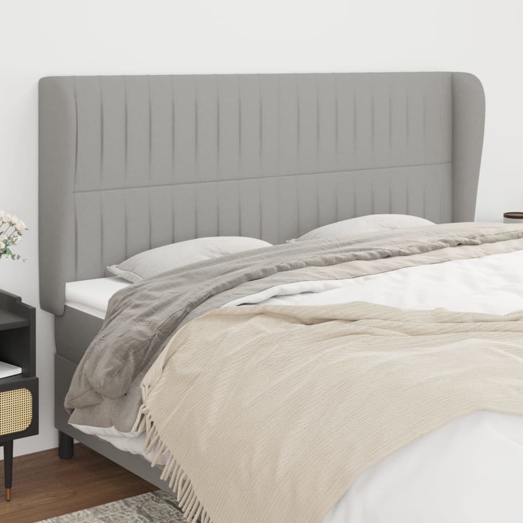 vidaXL Headboard with Ears Light Gray 72x9.1x46.5/50.4 Fabric