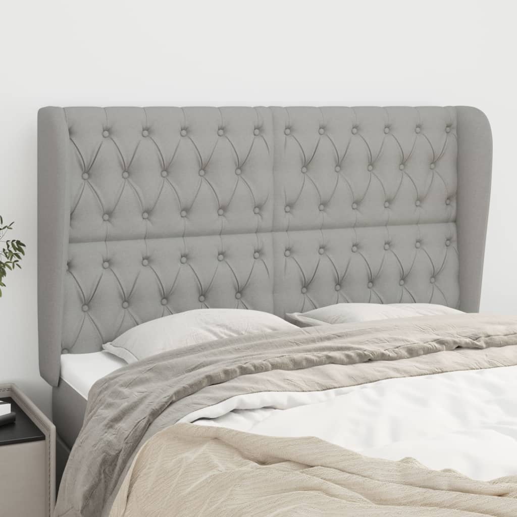 vidaXL Headboard with Ears Light Gray 64.2x9.1x46.550.4 Fabric