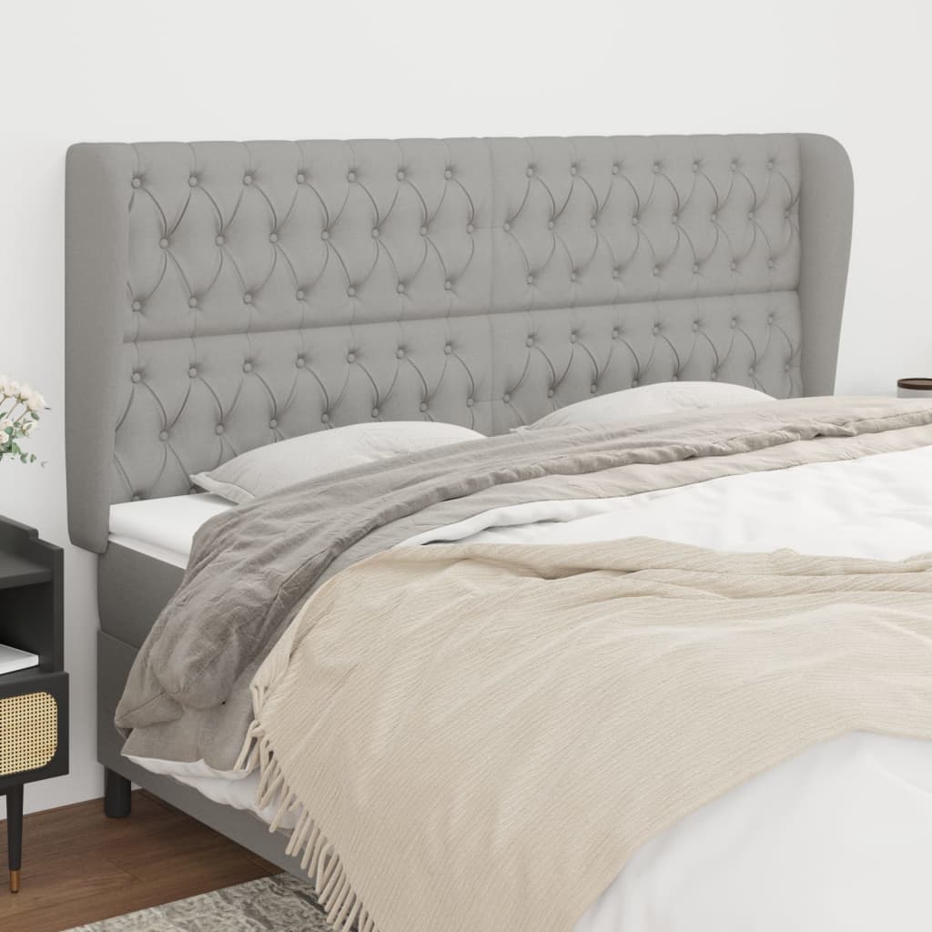 vidaXL Headboard with Ears Light Gray 72x9.1x46.550.4 Fabric