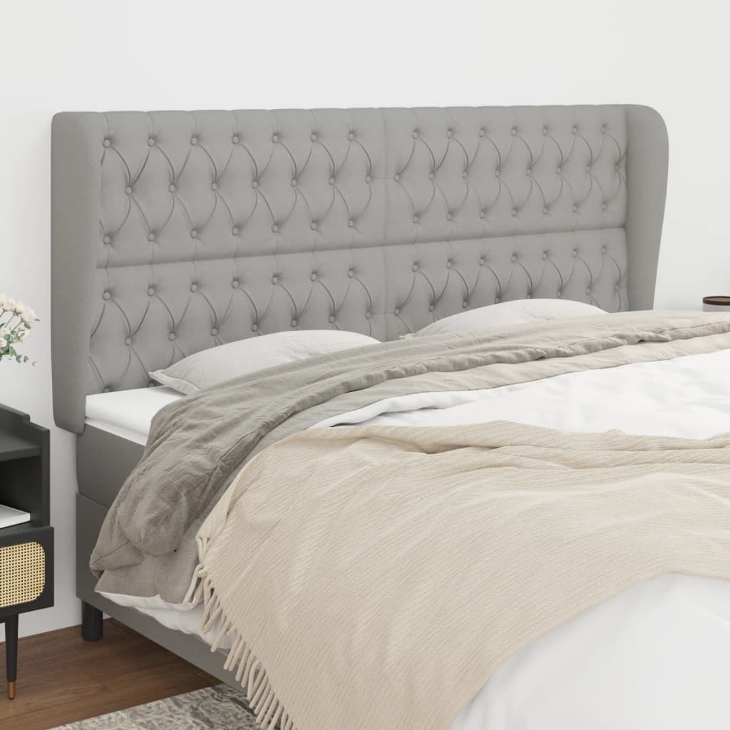 vidaXL Headboard with Ears Light Gray 79.9x9.1x46.550.4 Fabric