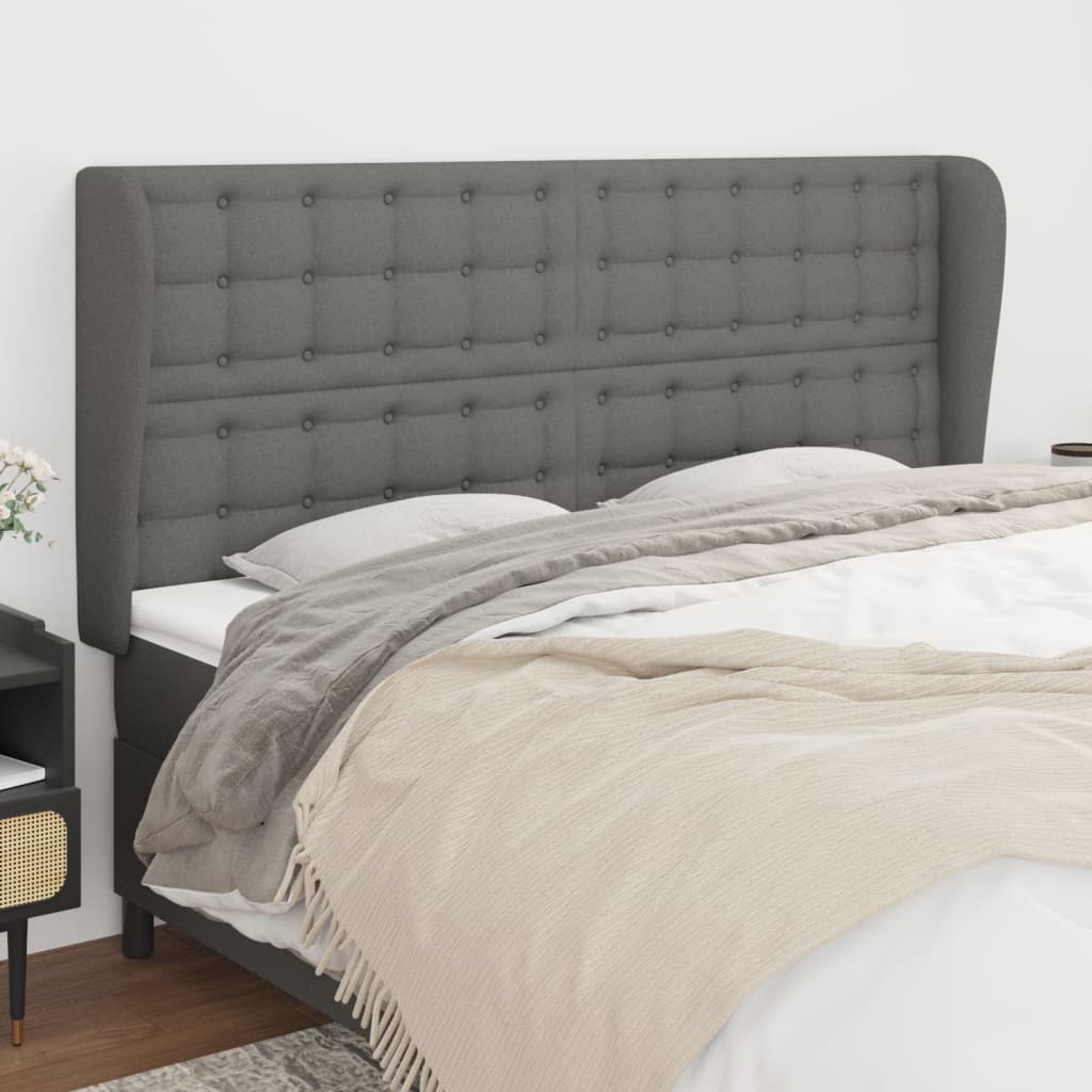 vidaXL Headboard with Ears Dark Gray 72x9.1x46.5/50.4 Fabric