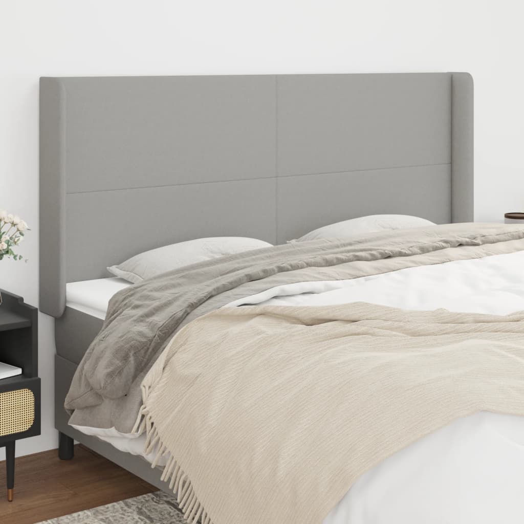 vidaXL Headboard with Ears Light Gray 64.2x6.3x46.550.4 Fabric