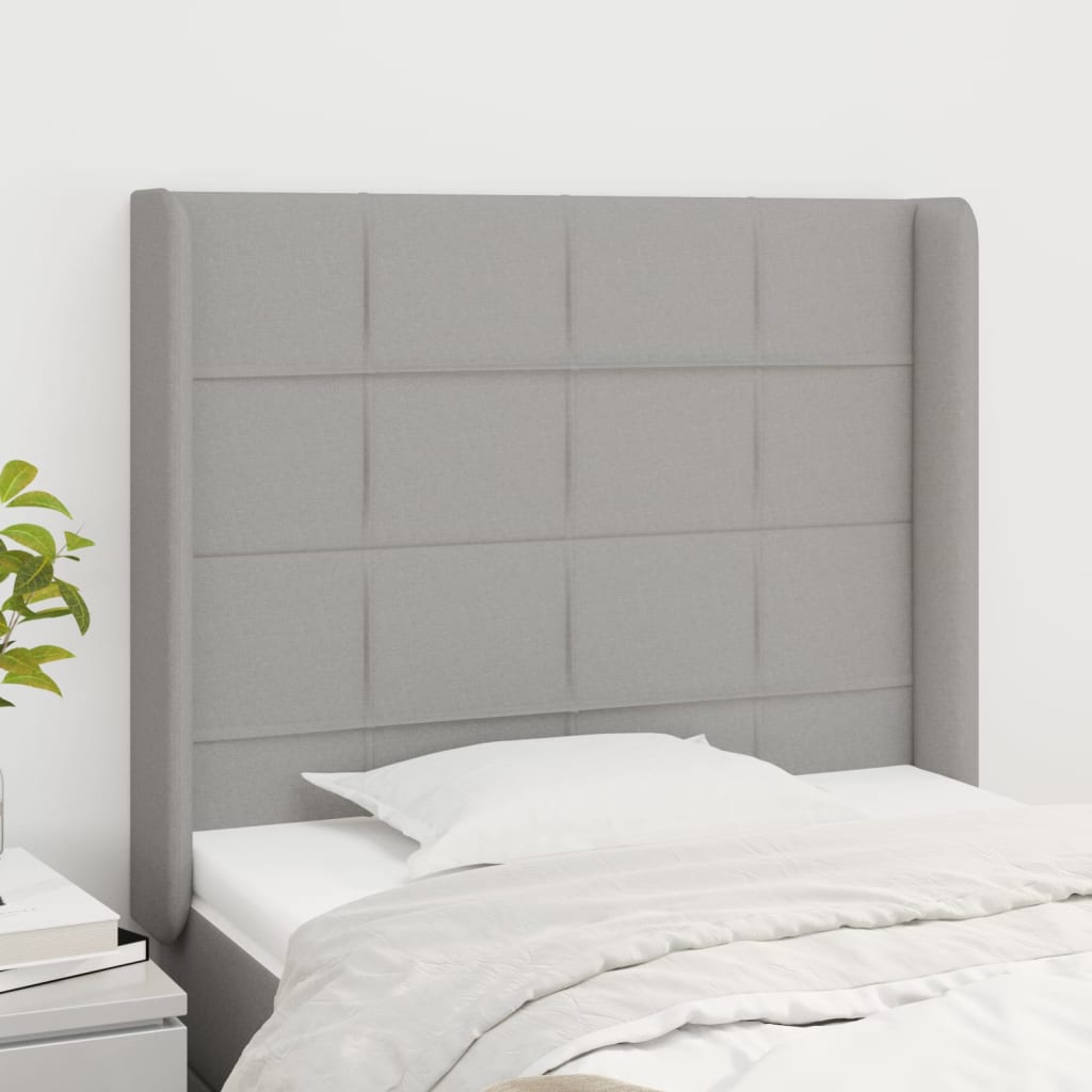vidaXL Headboard with Ears Light Gray 40.6x6.3x46.550.4 Fabric
