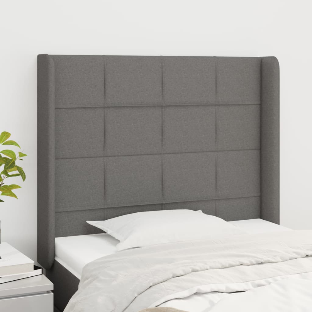 vidaXL Headboard with Ears Dark Gray 40.6x6.3x46.550.4 Fabric