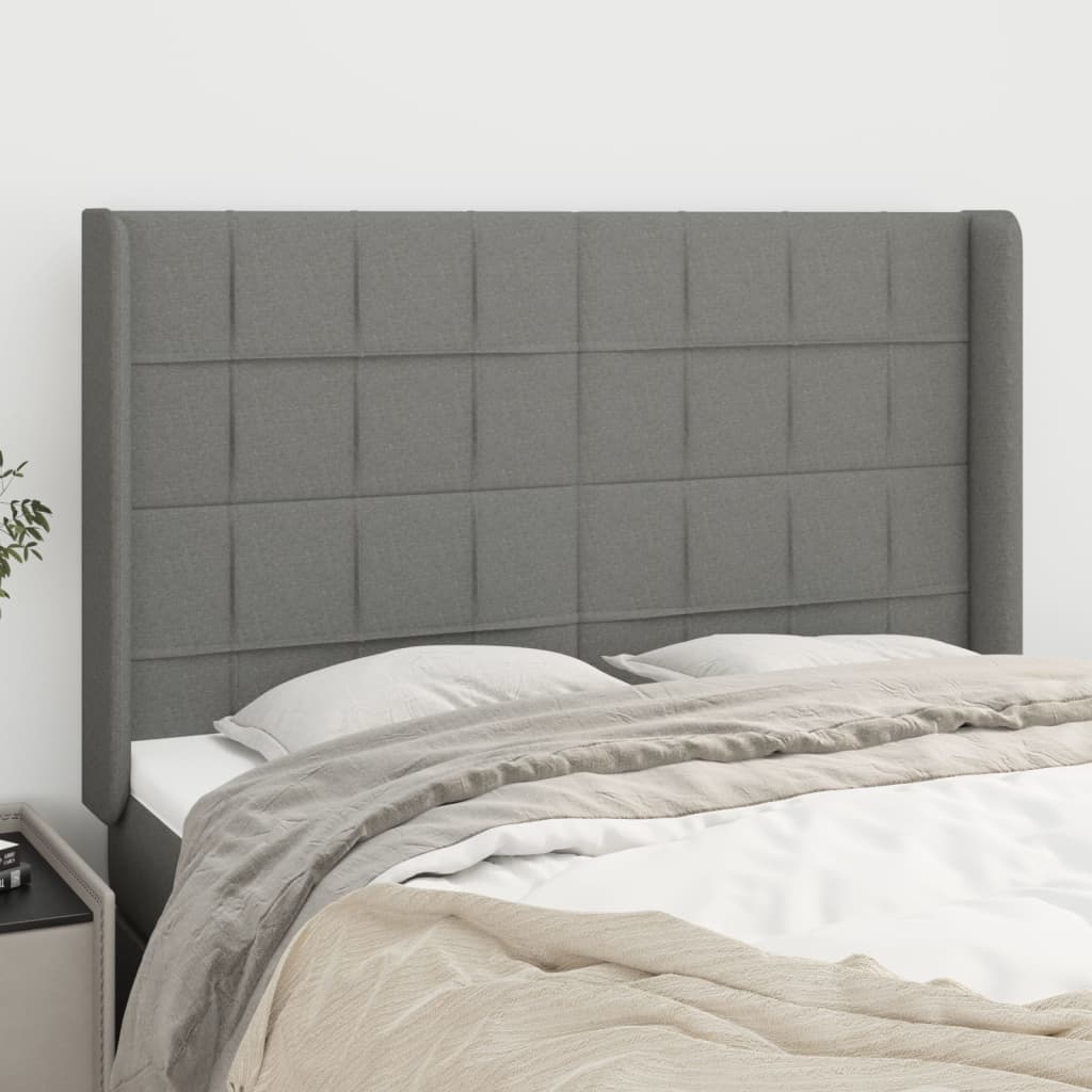 vidaXL Headboard with Ears Dark Gray 57.9x6.3x46.550.4 Fabric