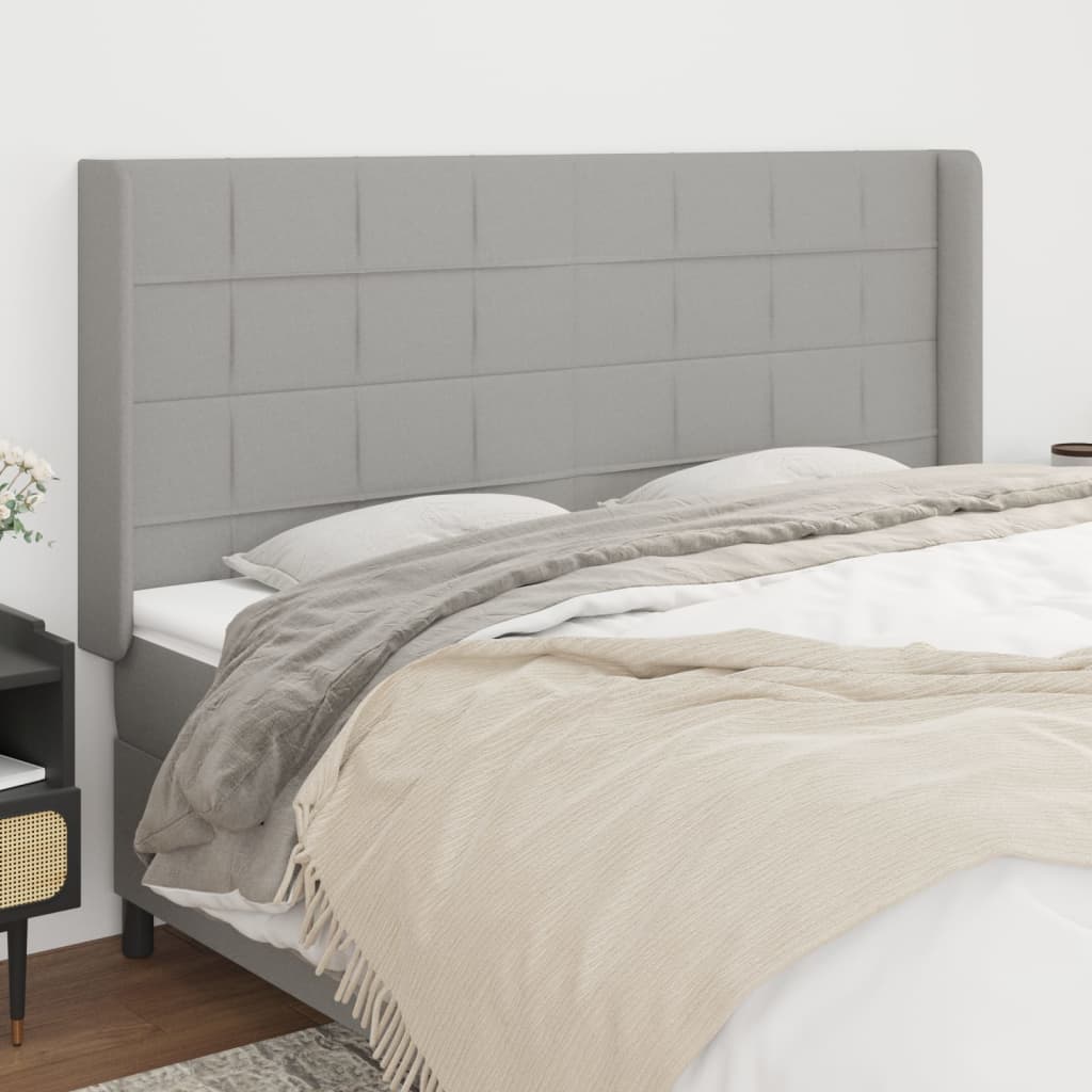 vidaXL Headboard with Ears Light Gray 72x6.3x46.550.4 Fabric