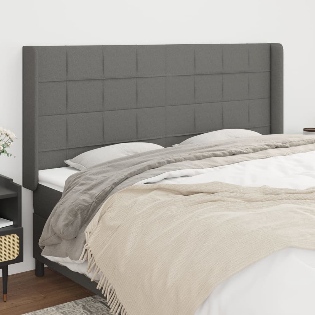 vidaXL Headboard with Ears Dark Gray 79.9x6.3x46.550.4 Fabric