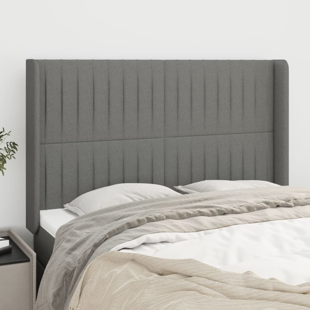 vidaXL Headboard with Ears Dark Gray 57.9x6.3x46.5/50.4 Fabric