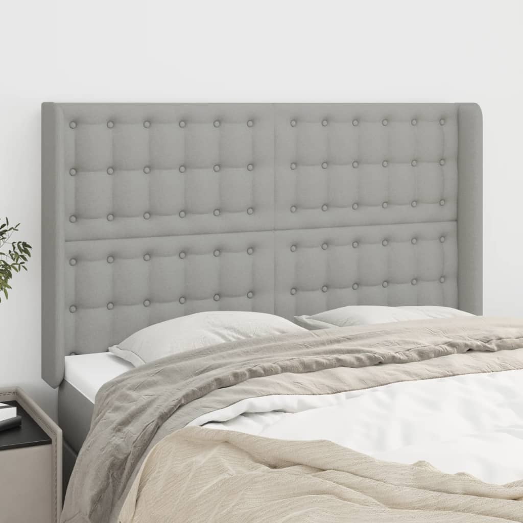 vidaXL Headboard with Ears Light Gray 57.9x6.3x46.550.4 Fabric