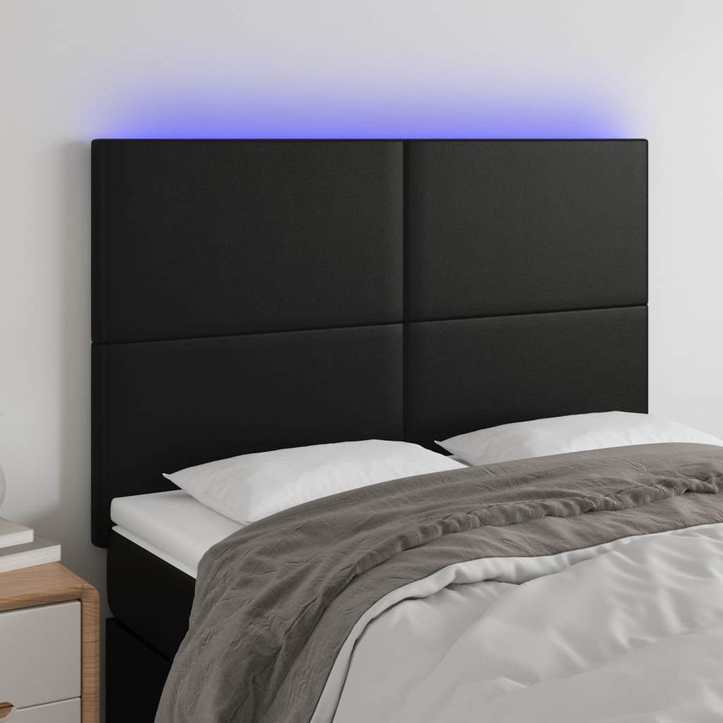 vidaXL LED Headboard Black 56.7x2x46.5/50.4 Faux Leather