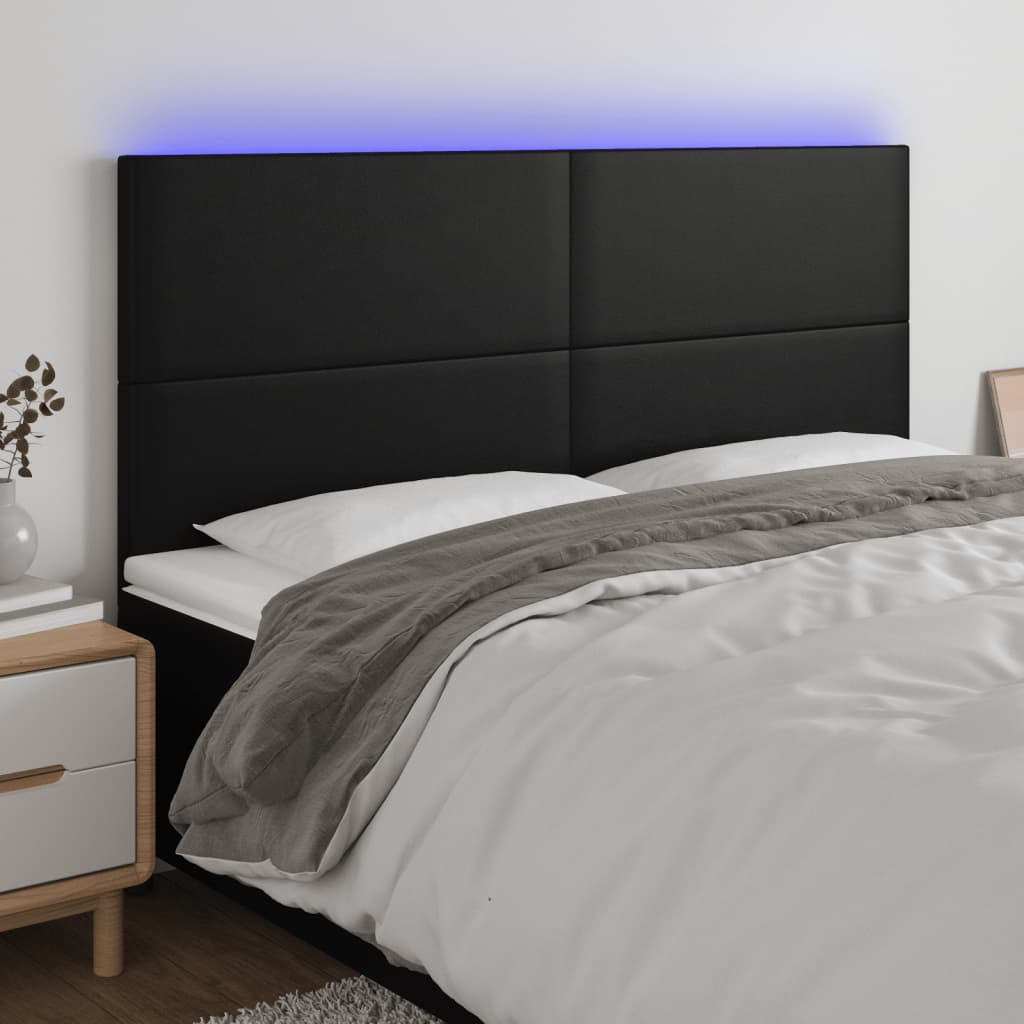 vidaXL LED Headboard Black 70.9x2x46.5/50.4 Faux Leather