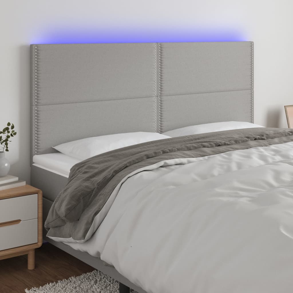 vidaXL LED Headboard Light Gray 70.9x2x46.5/50.4 Fabric