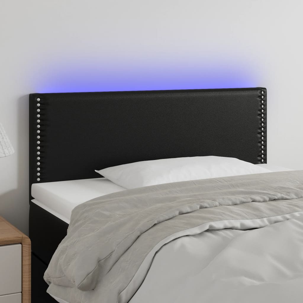 vidaXL LED Headboard Black 39.4x2x30.734.6 Faux Leather
