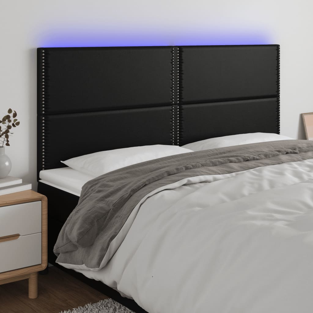 vidaXL LED Headboard Black 78.7x2x46.5/50.4 Faux Leather