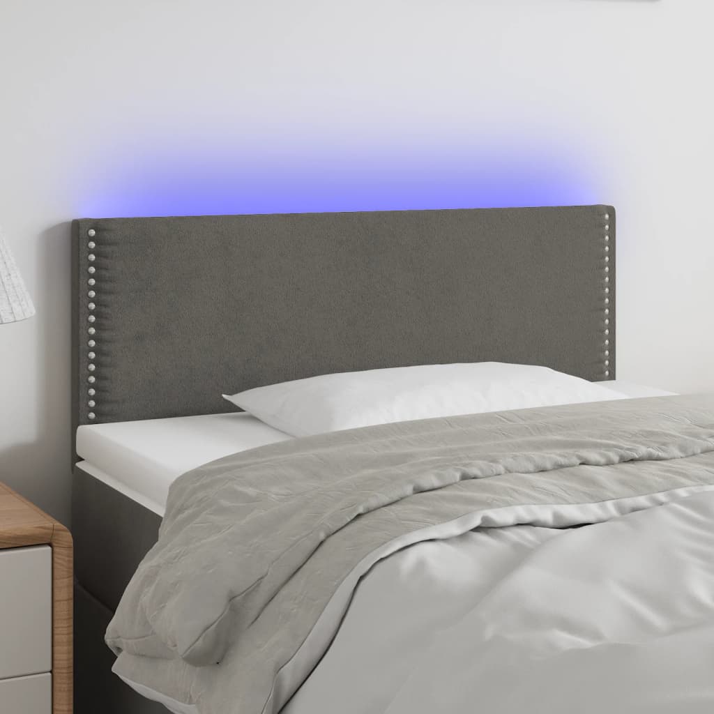 vidaXL LED Headboard Dark Gray 39.4x2x30.734.6 Velvet