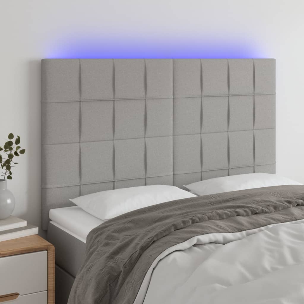 vidaXL LED Headboard Light Gray 56.7x2x46.550.4 Fabric