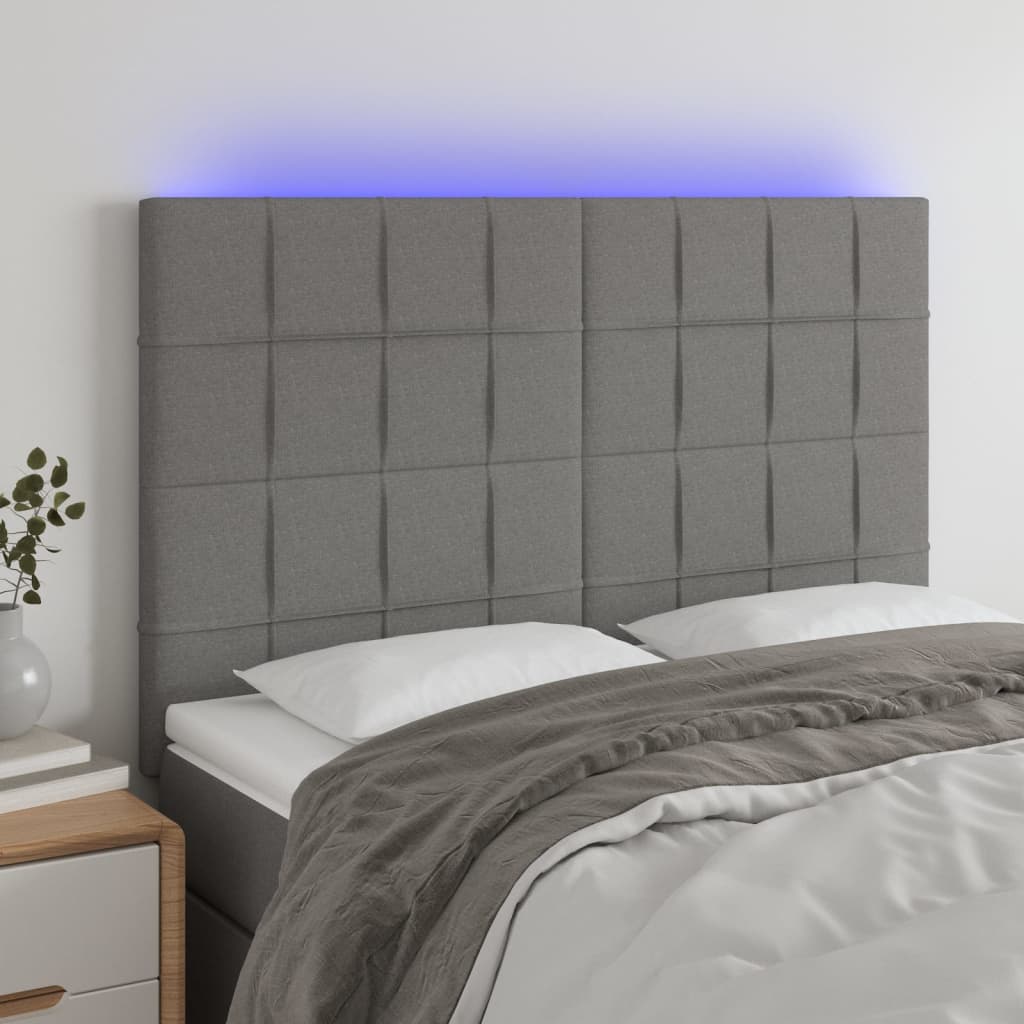 vidaXL LED Headboard Dark Gray 56.7x2x46.550.4 Fabric