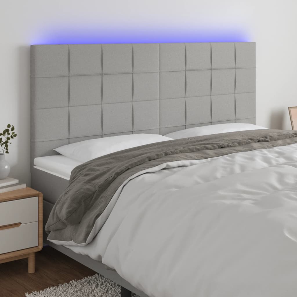 vidaXL LED Headboard Light Gray 70.9x2x46.550.4 Fabric