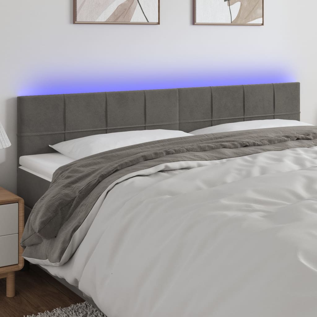 vidaXL LED Headboard Dark Gray 78.7x2x30.734.6 Velvet