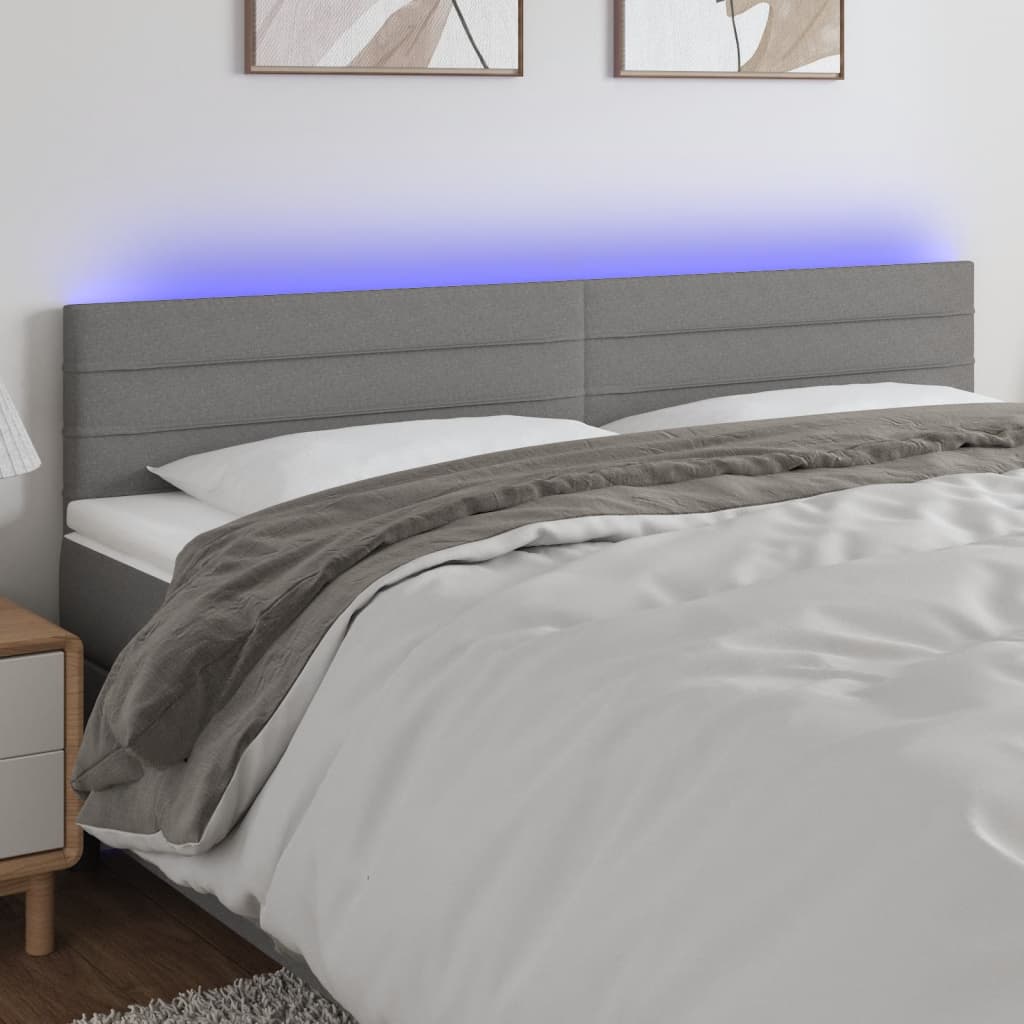 vidaXL LED Headboard Dark Gray 63x2x30.734.6 Fabric
