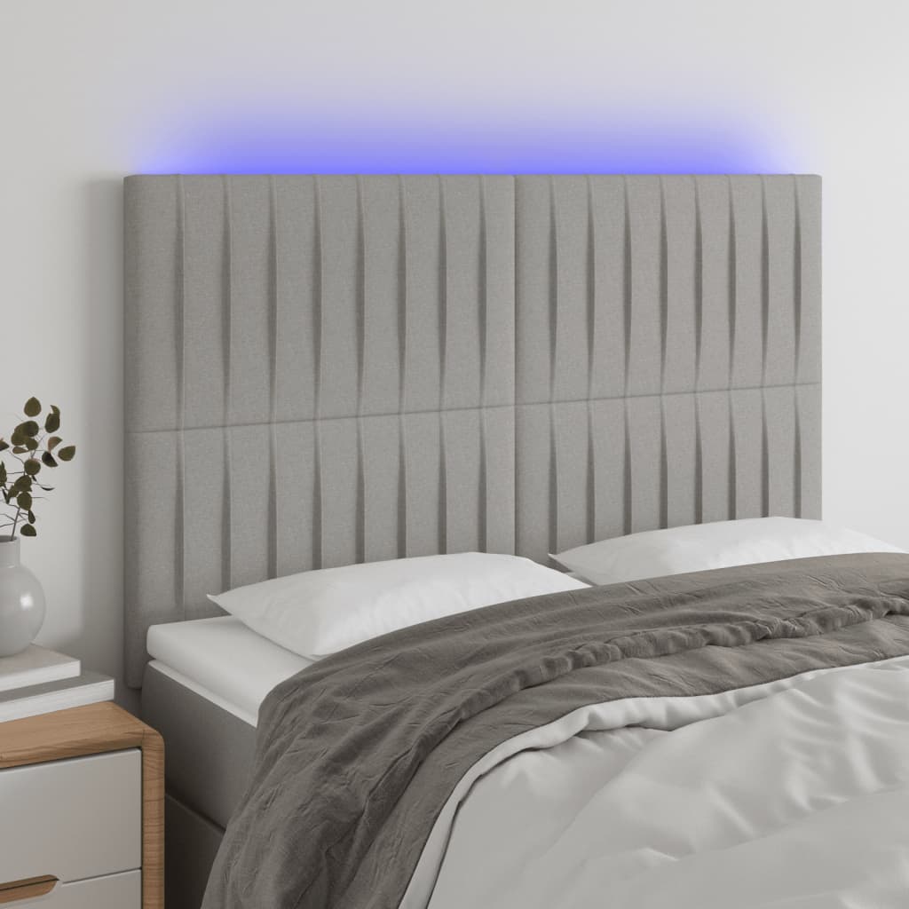 vidaXL LED Headboard Light Gray 56.7x2x46.5/50.4 Fabric