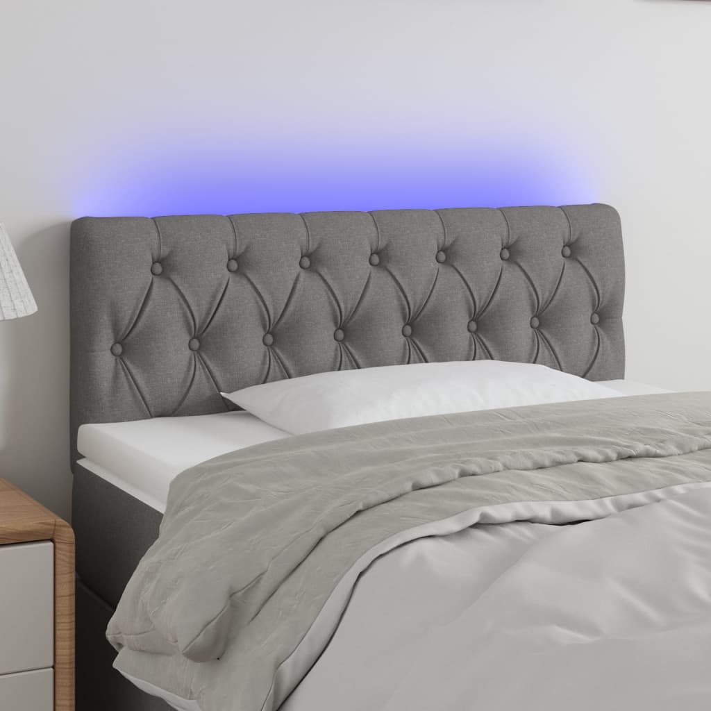 vidaXL LED Headboard Dark Gray 39.4x2.8x30.734.6 Fabric