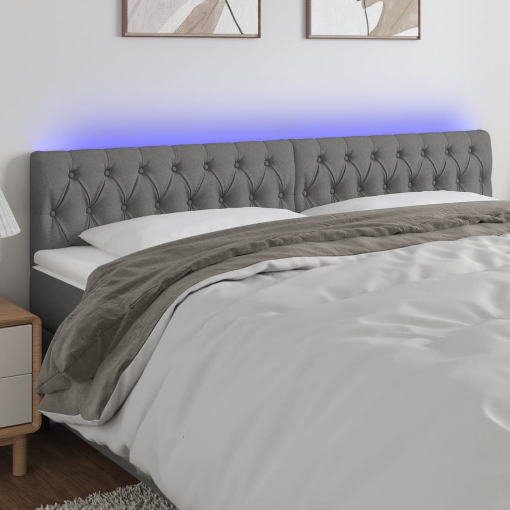 vidaXL LED Headboard Dark Gray 63x2.8x30.734.6 Fabric