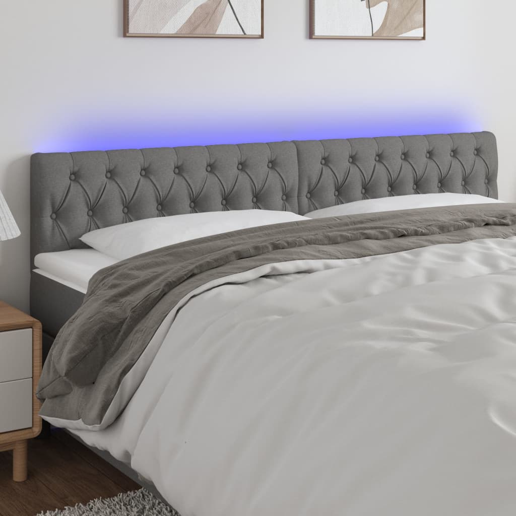 vidaXL LED Headboard Dark Gray 78.7x2.8x30.734.6 Fabric