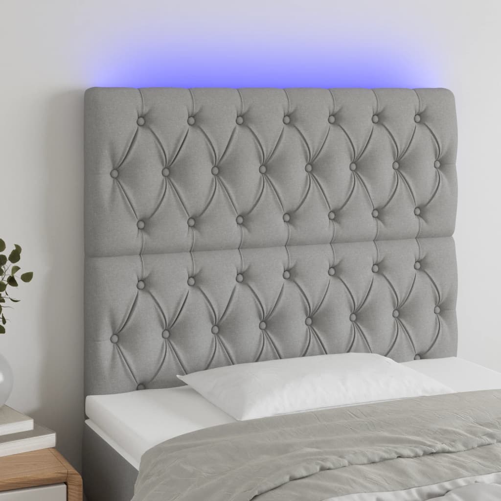 vidaXL LED Headboard Light Gray 39.4x2.8x46.550.4 Fabric