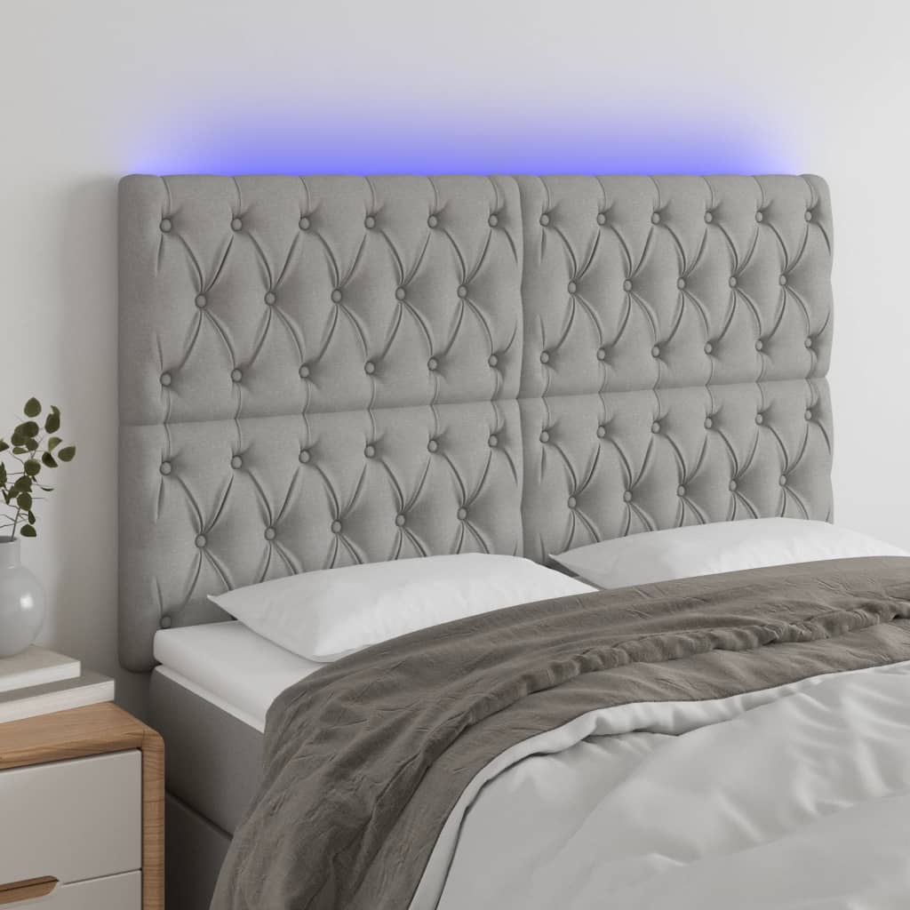 vidaXL LED Headboard Light Gray 56.7x2.8x46.550.4 Fabric