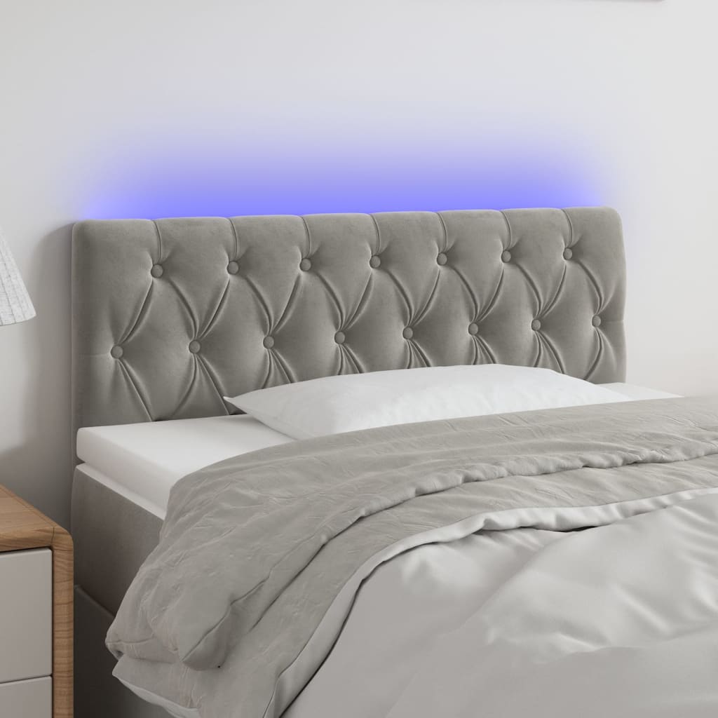 vidaXL LED Headboard Light Gray 39.4x2.8x30.734.6 Velvet
