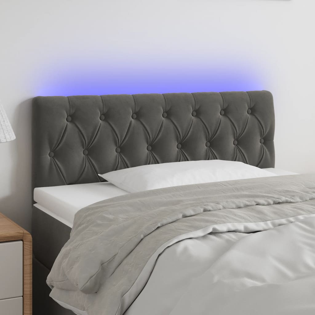 vidaXL LED Headboard Dark Gray 39.4x2.8x30.734.6 Velvet