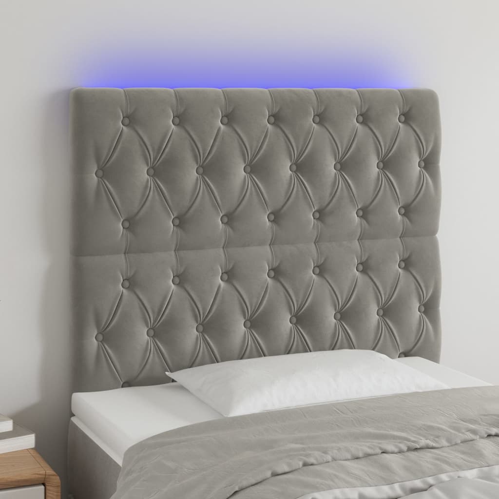vidaXL LED Headboard Light Gray 39.4x2.8x46.550.4 Velvet