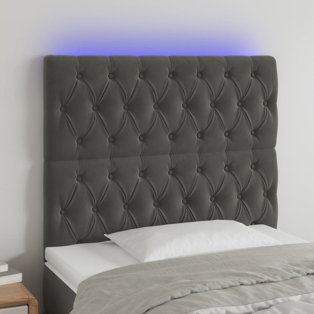 vidaXL LED Headboard Dark Gray 39.4x2.8x46.550.4 Velvet